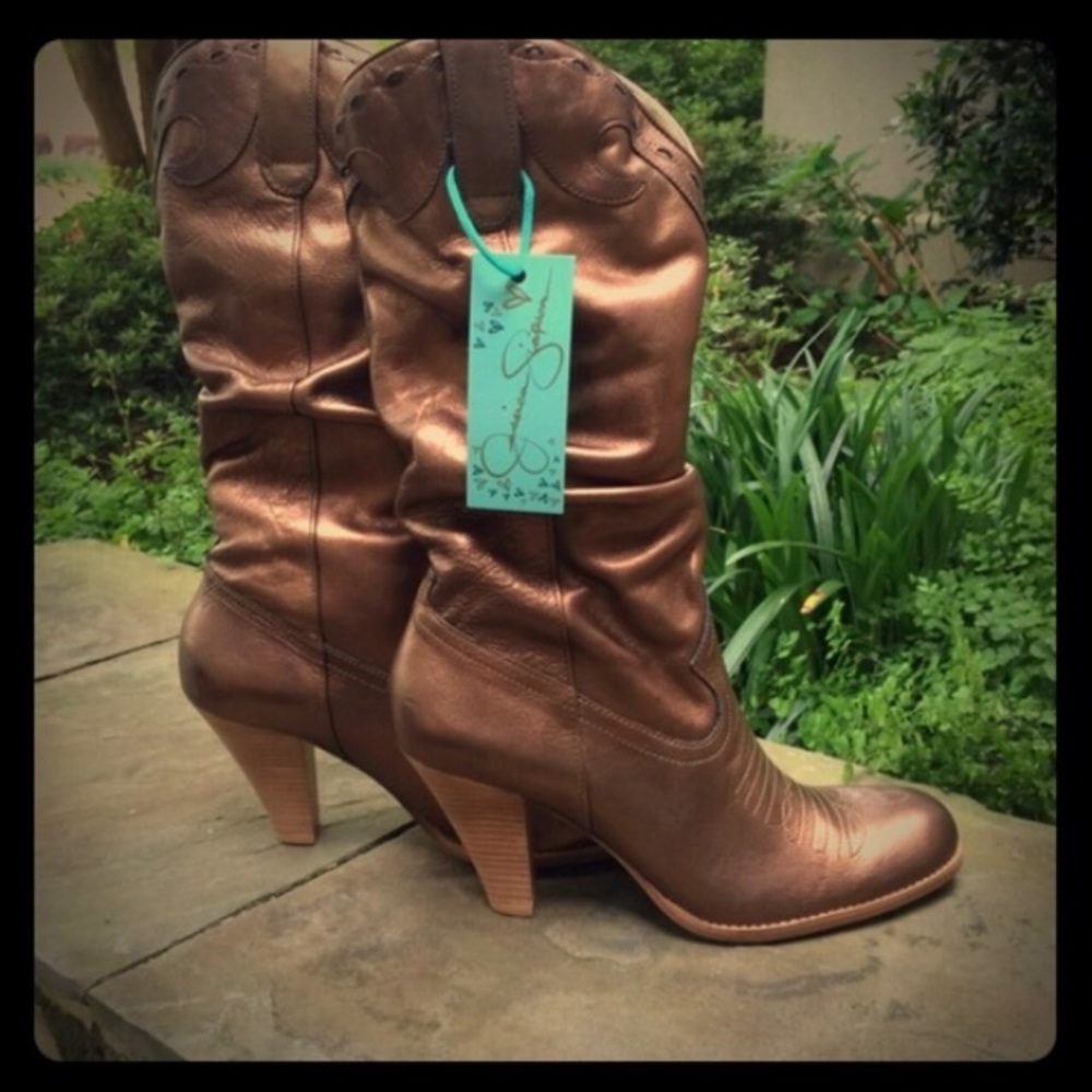 *** SOLD *** Jessica Simpson Bronze Leather Slouch Boots